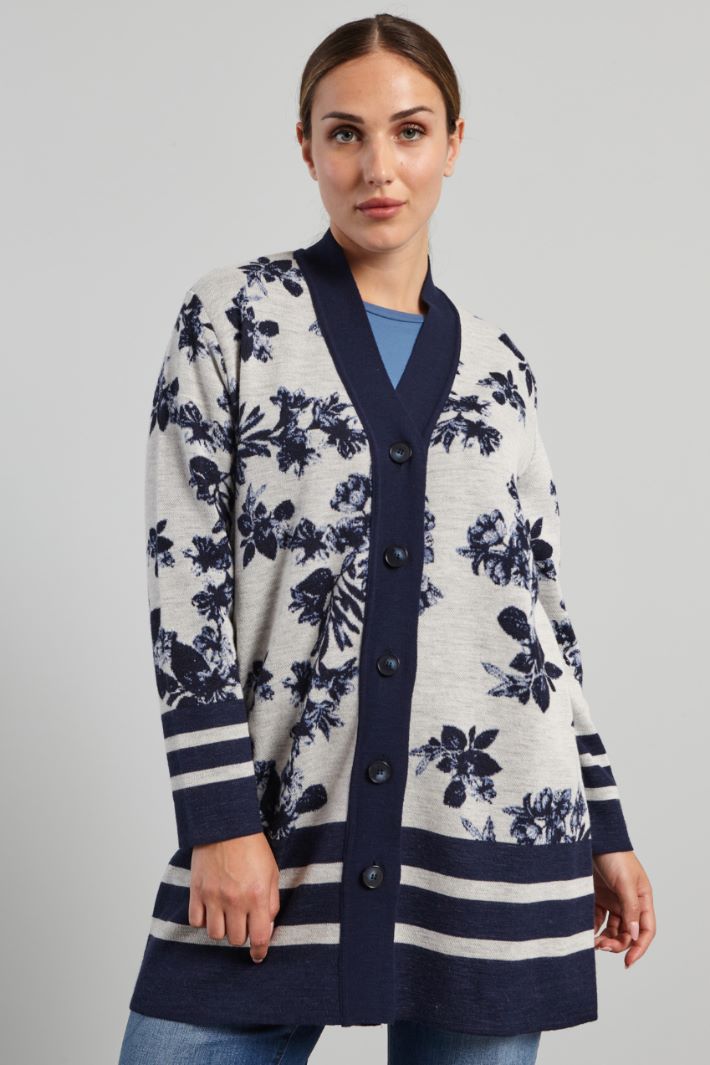 Jacquard cardigan with belt Intrend - 3