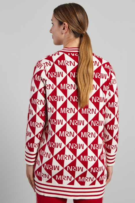 Cardigan in jacquard con cintura