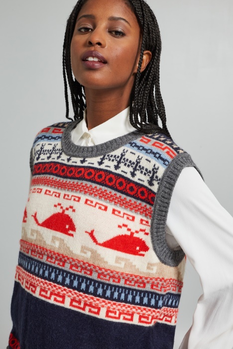 Gilet in alpaca jacquard