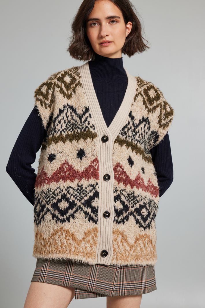 Jacquard-knit alpaca gilet Intrend - 3