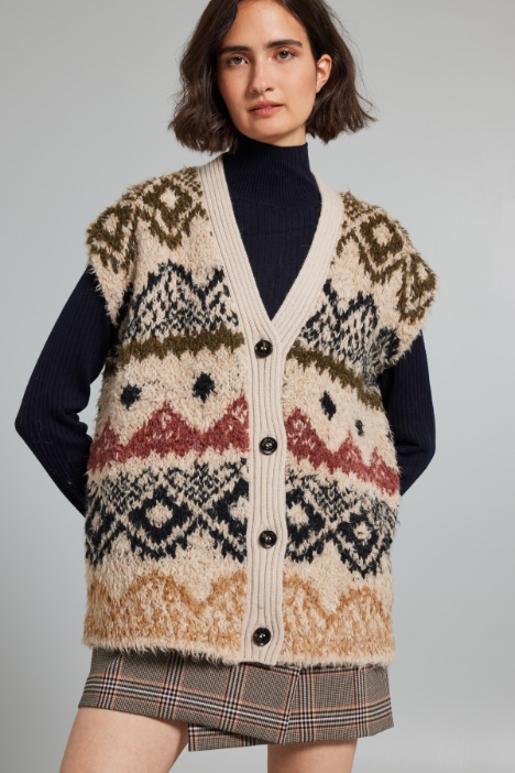 Jacquard-knit alpaca gilet Intrend