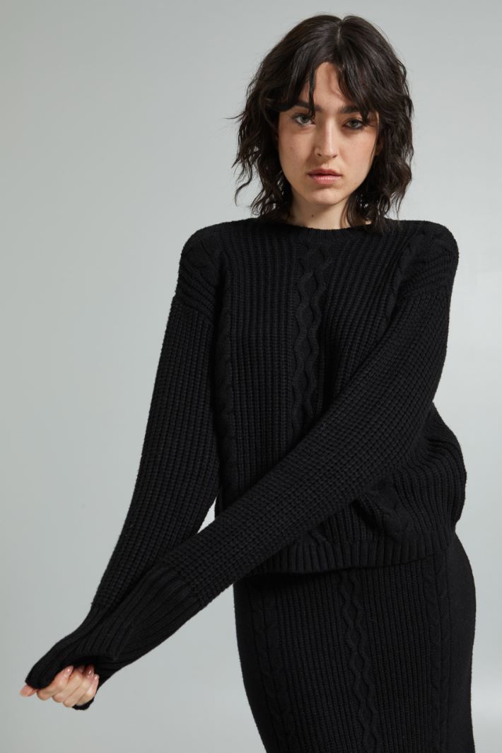 Cable-knit viscose sweater Intrend - 3