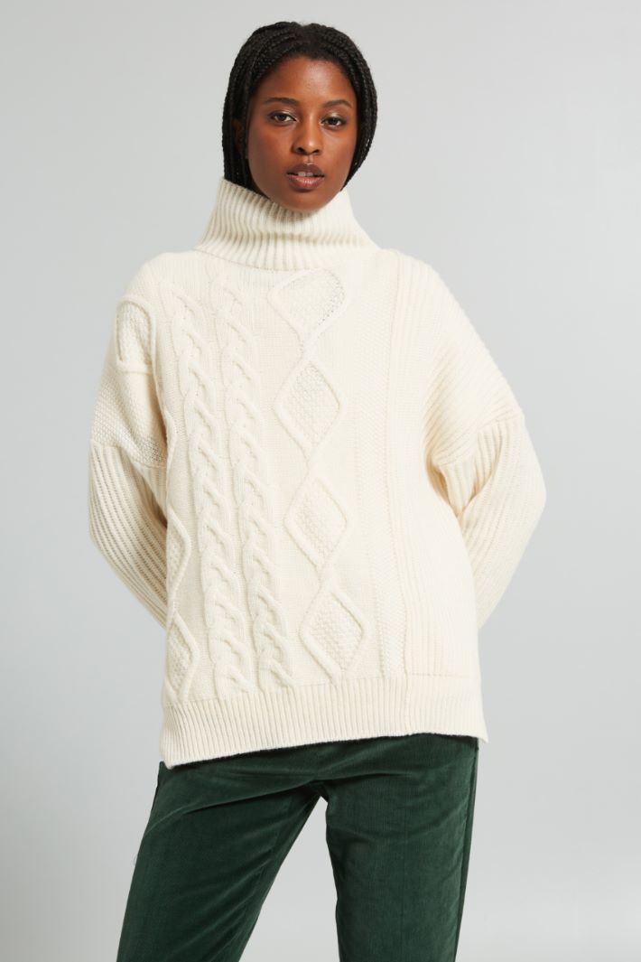 Sweater with breaded knit front Intrend - 3