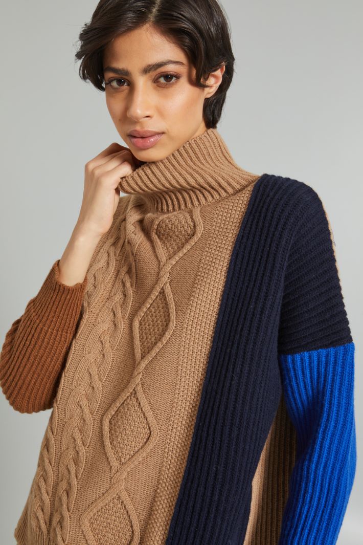 Sweater with breaded knit front Intrend - 4