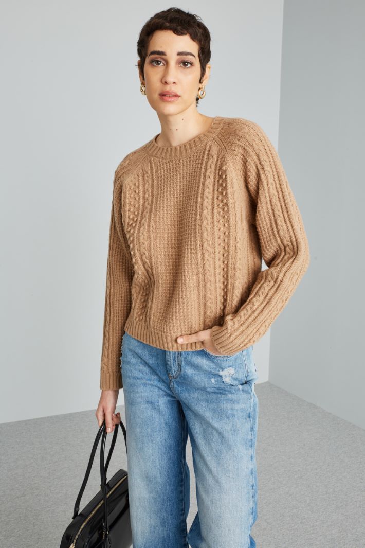 Multi-knit pattern sweater Intrend - 3