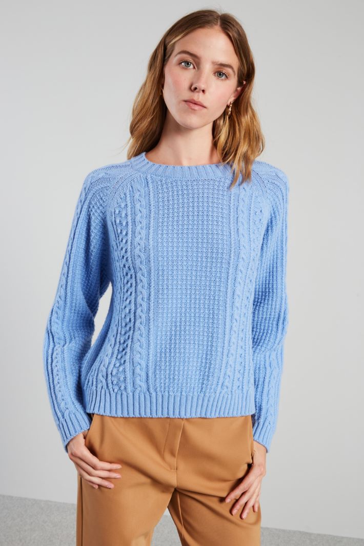 Multi-knit pattern sweater Intrend - 3