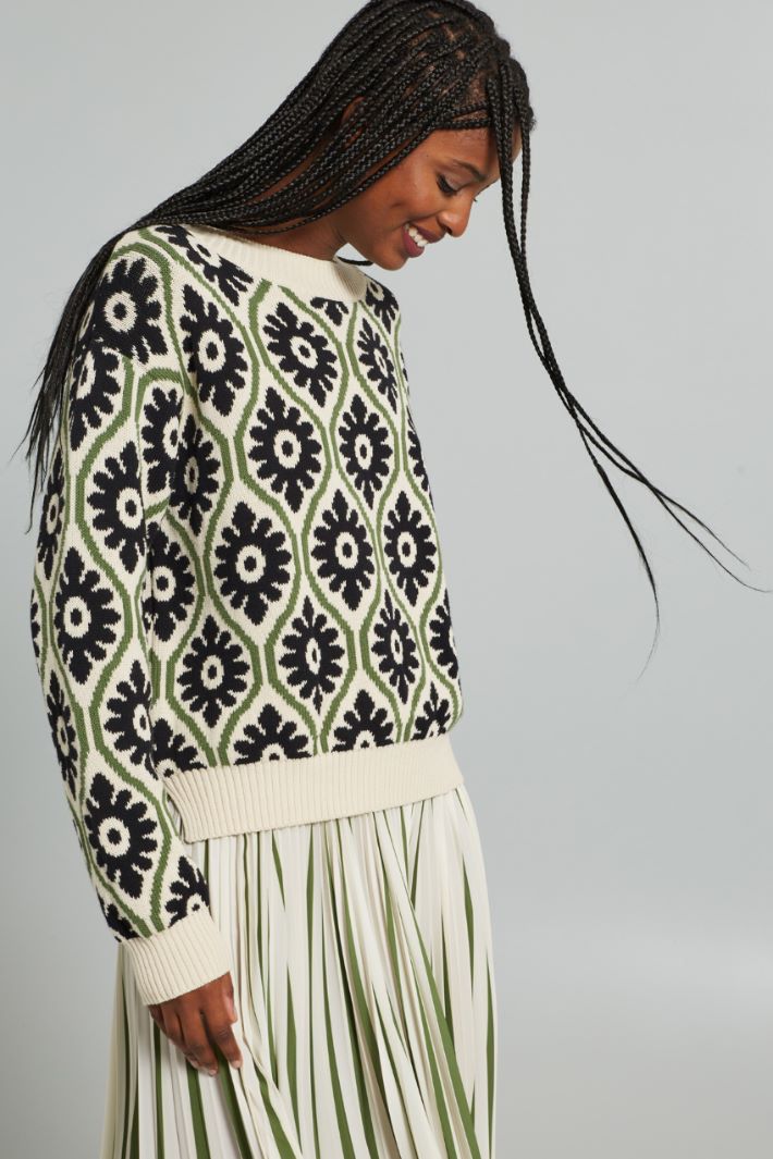 Sweater in jacquard cotton yarn Intrend - 3