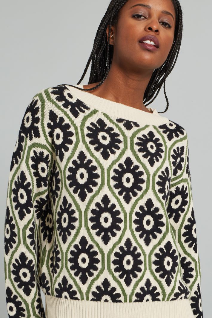 Sweater in jacquard cotton yarn Intrend - 4