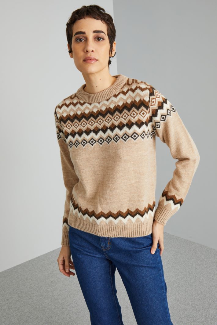 Maglia in alpaca e lana jacquard Intrend - 3