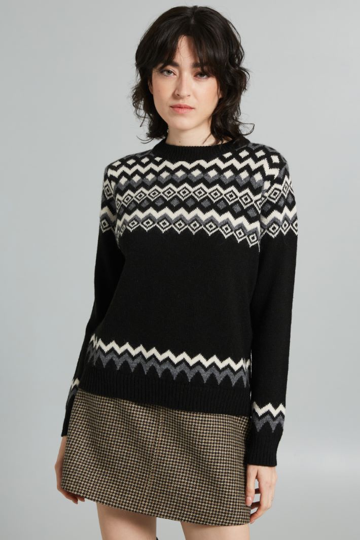 Maglia in alpaca e lana jacquard Intrend - 3