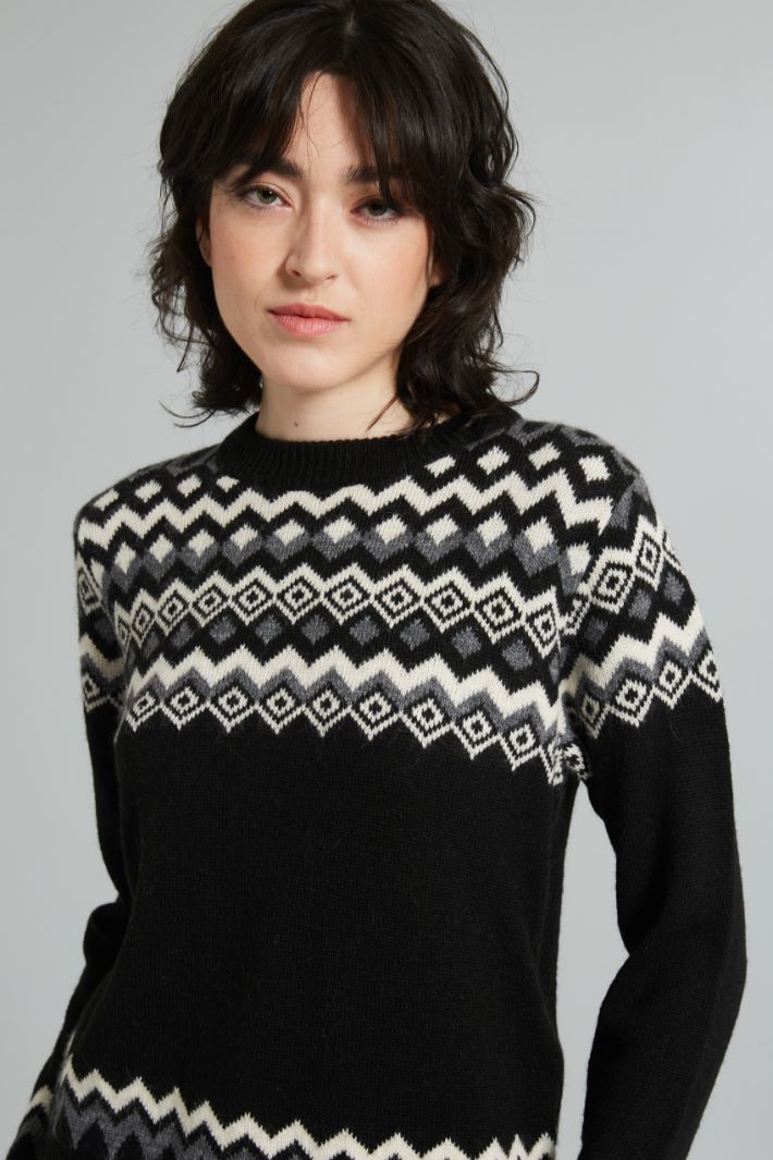 Maglia in alpaca e lana jacquard Intrend - 4