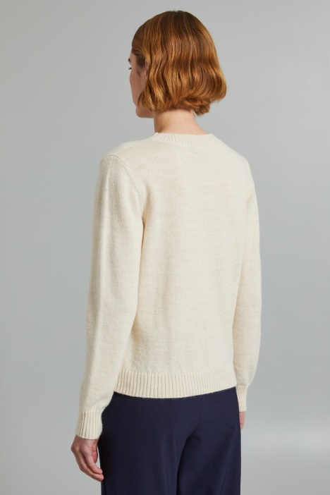 Maglia girocollo con intarsio