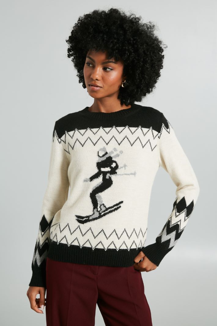 Inlaid crew neck sweater Intrend - 3