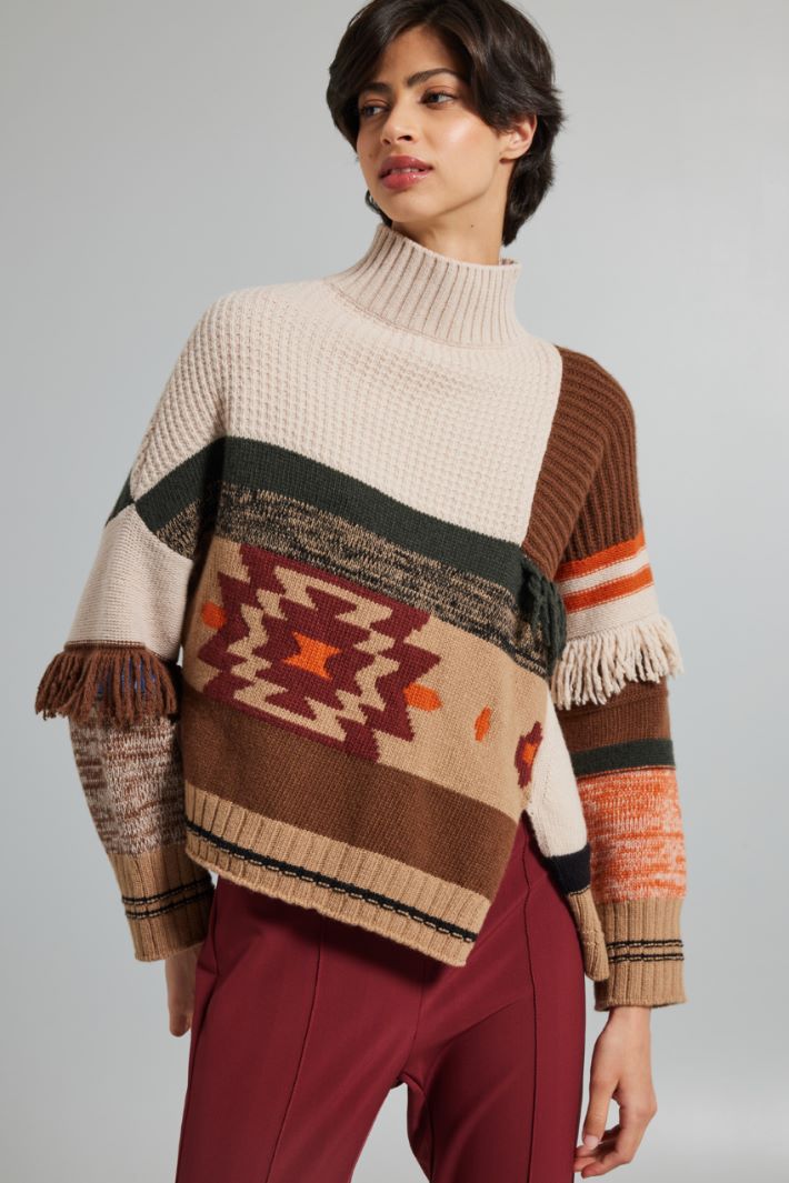 Patchwork wool yarn sweater Intrend - 3