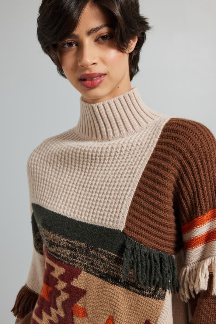 Patchwork wool yarn sweater Intrend - 4