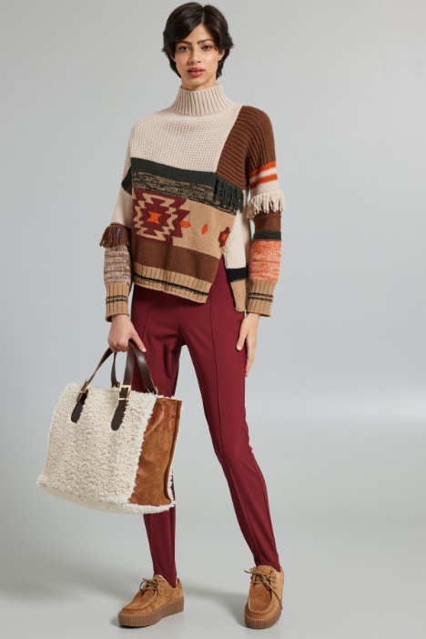 Patchwork wool yarn sweater Intrend