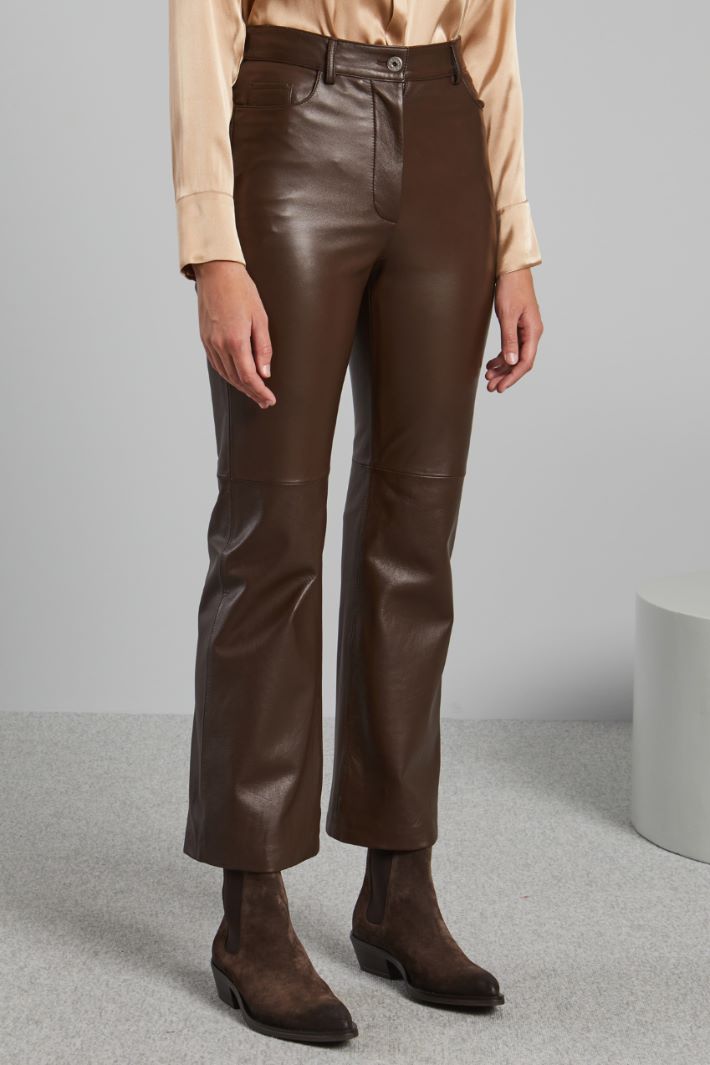 Flared Nappa leather trousers Intrend - 3