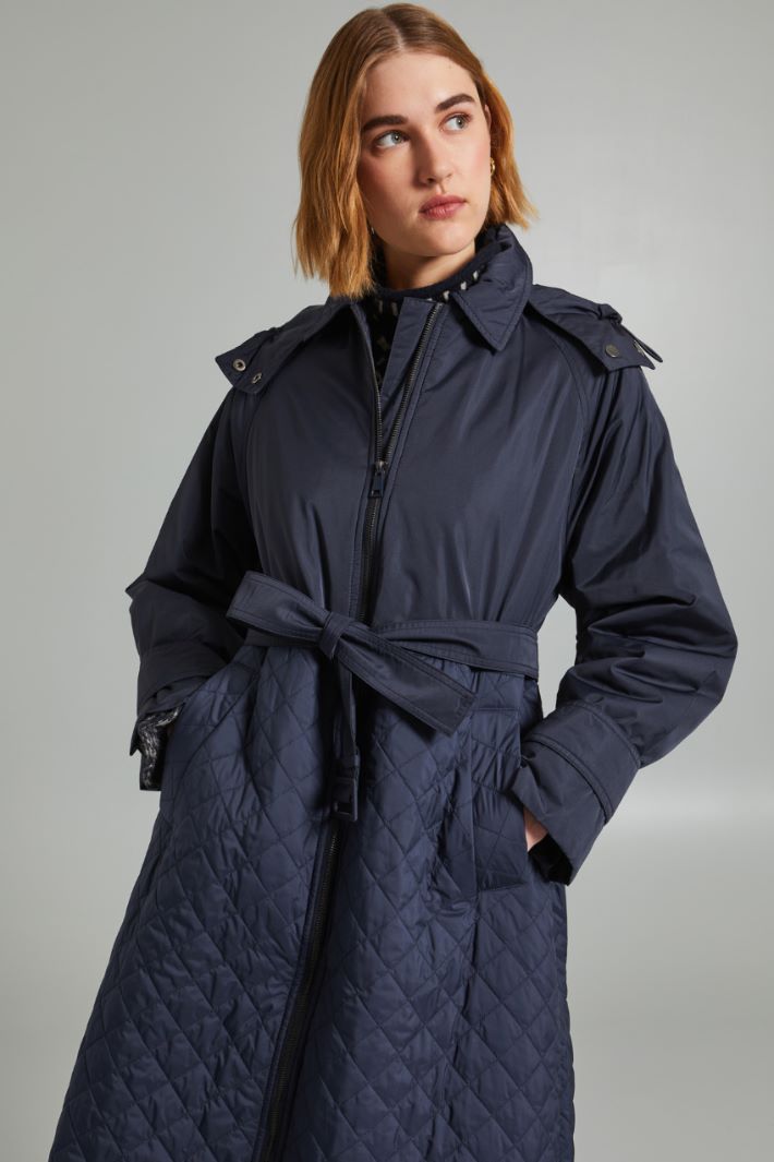 Long padded coat with belt Intrend - 4