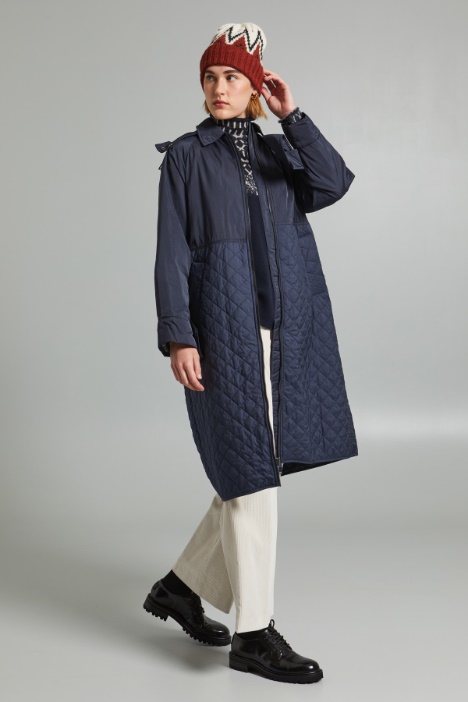 Long padded coat with belt Intrend