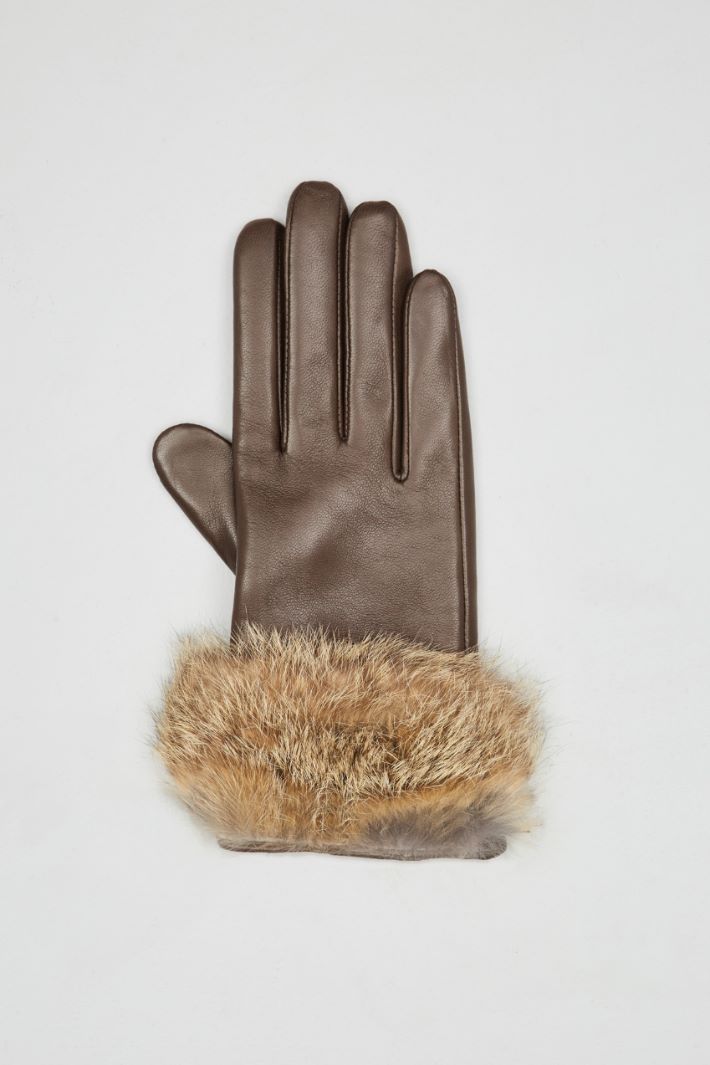 Fur trimmed gloves Intrend - 2