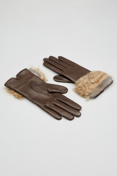 Fur trimmed gloves Intrend