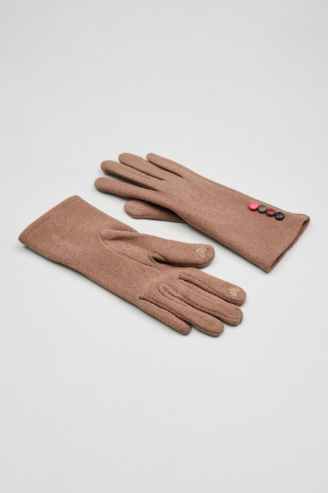 Buttoned jersey gloves Intrend