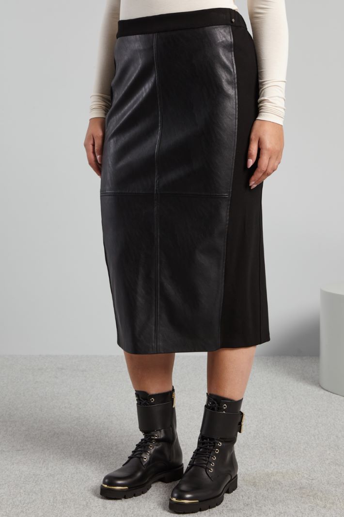 Jersey and faux leather skirt Intrend - 3