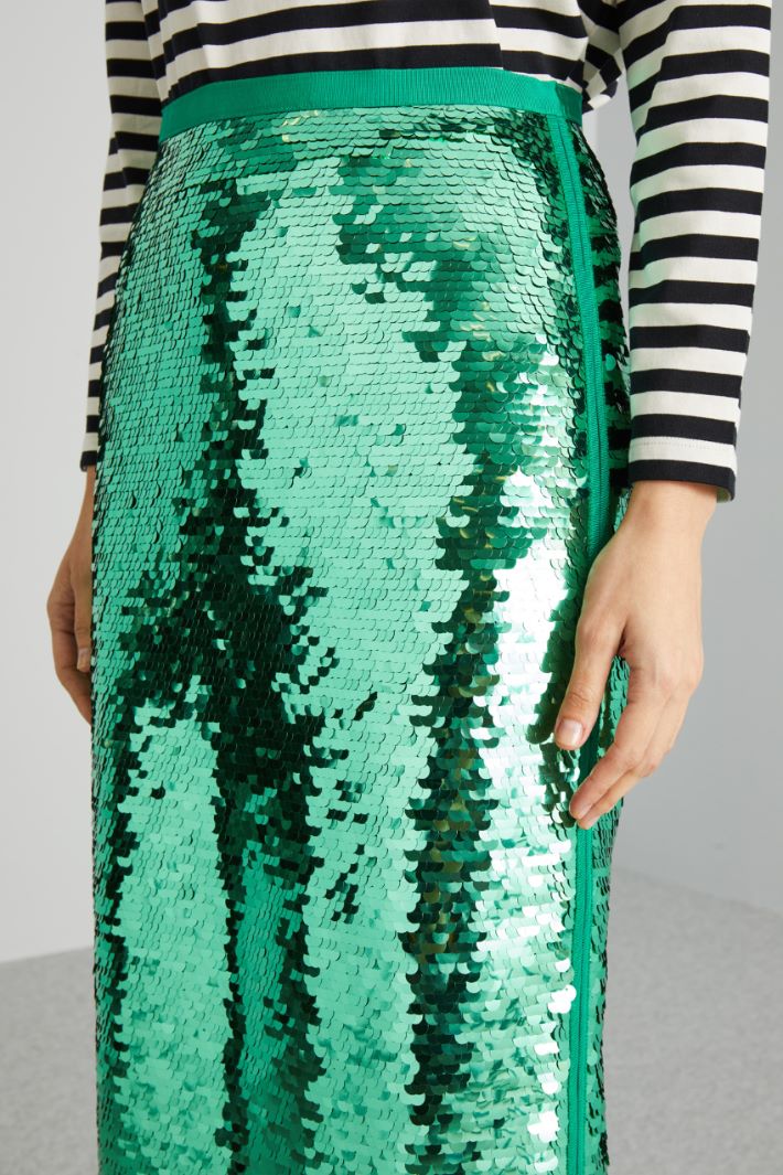 Sequin detail pencil skirt green Intrend