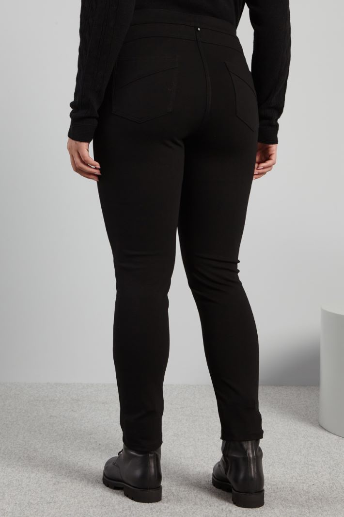 Jersey and faux leather leggings Intrend - 2