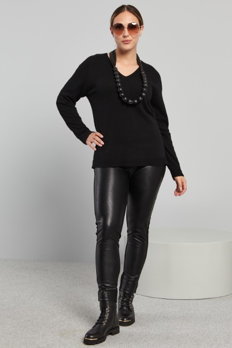 Jersey and faux leather leggings Intrend