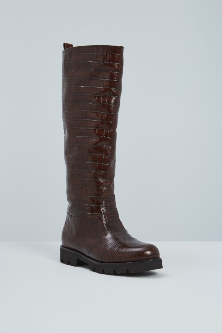 Crocodile-print leather boots Intrend - 2