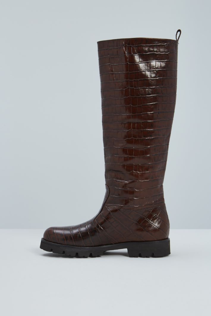 Crocodile-print leather boots Intrend - 3