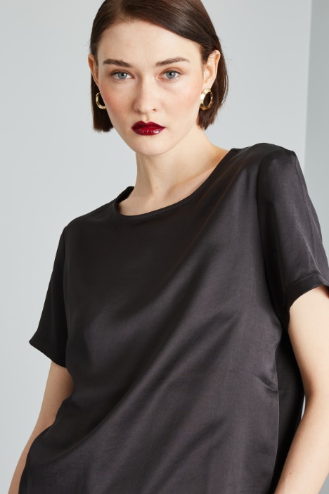 Top in raso e jersey