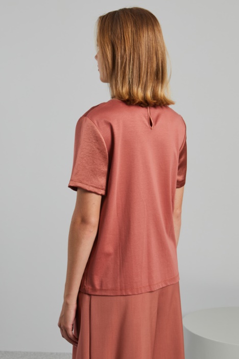 Top in raso e jersey
