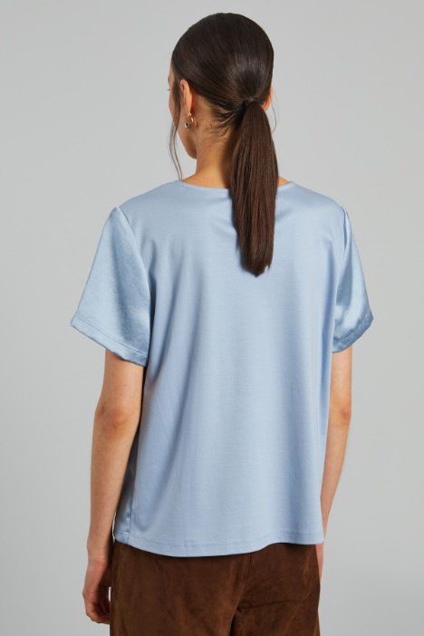 Top in raso e jersey