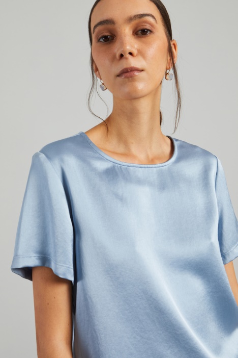 Top in raso e jersey