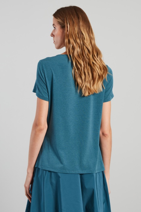 T-shirt in jersey con drappeggio