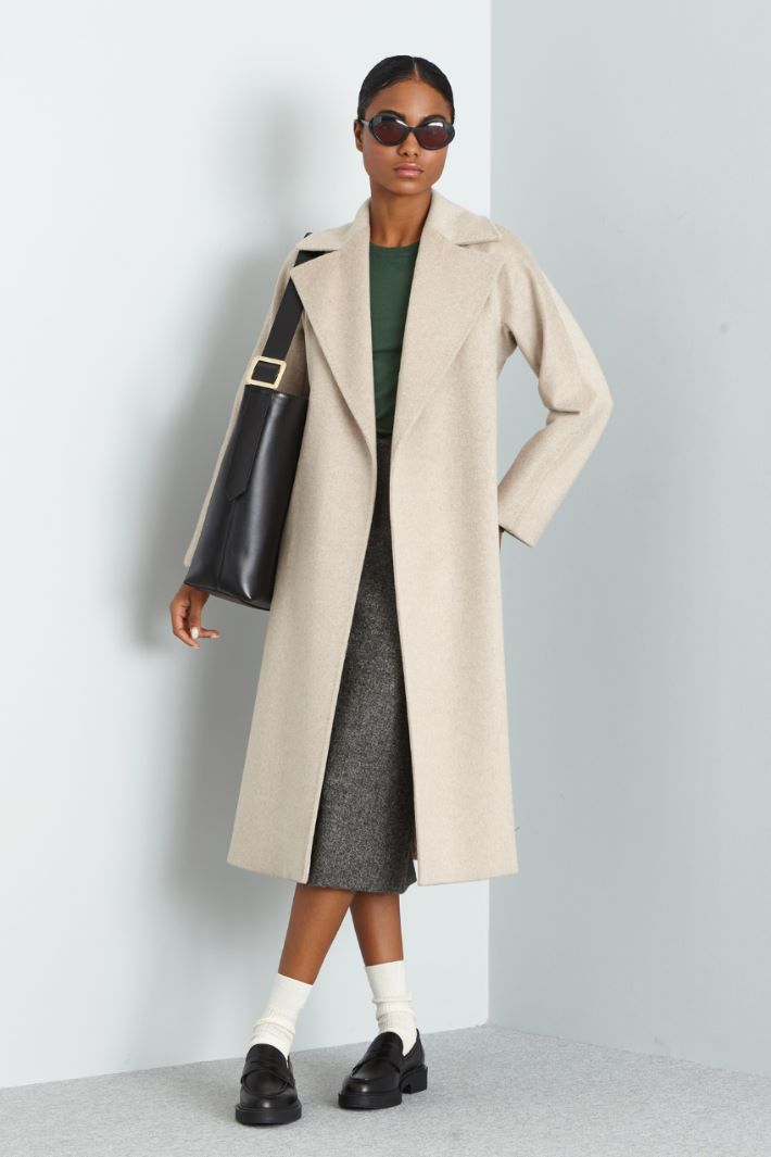 Cashmere alpaca and wool coat dove grey Intrend