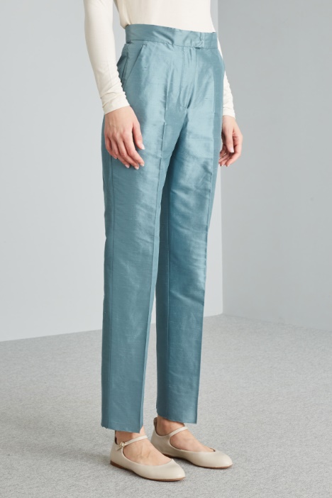 Pantaloni in shantung di seta