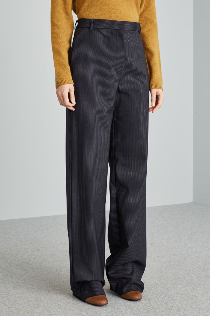 Gabardine pinstripe trousers Intrend - 3