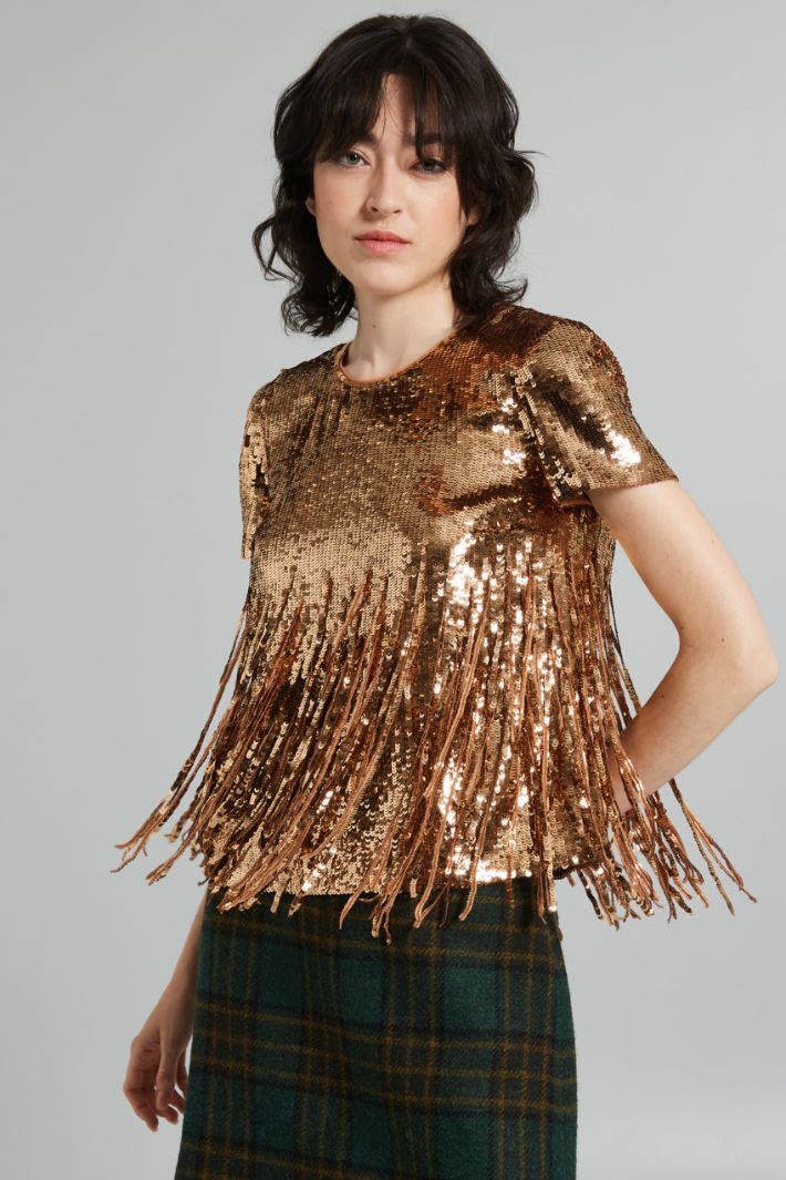 Sequin and fringe-detail blouse Intrend - 3