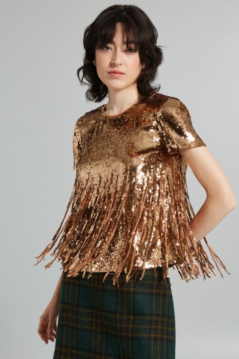 Sequin and fringe-detail blouse Intrend