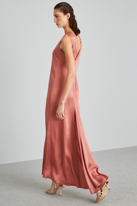Abito lungo in enver satin