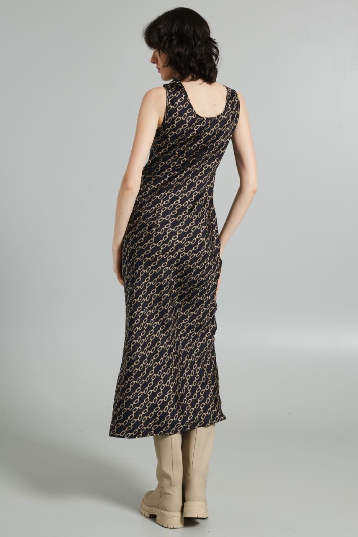 Long printed silk twill dress Intrend - 2