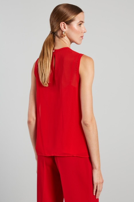 Blusa smanicata in georgette