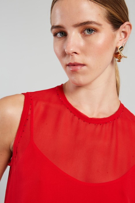 Blusa smanicata in georgette