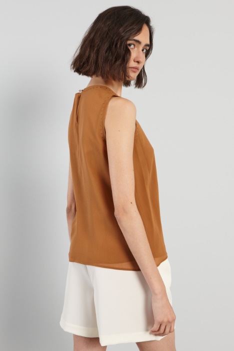 Blusa smanicata in georgette