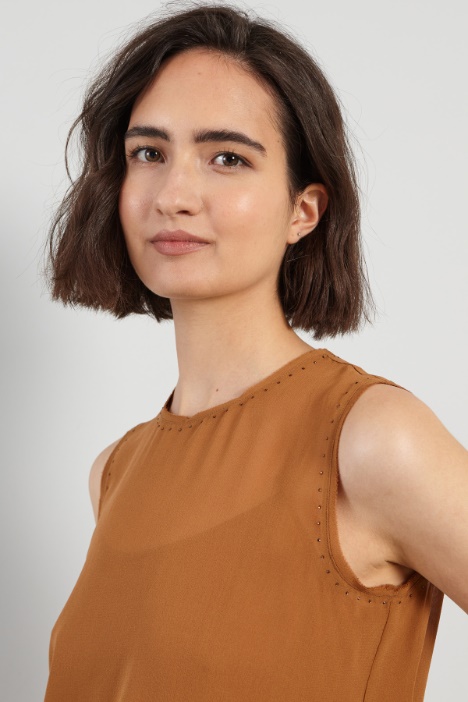 Blusa smanicata in georgette