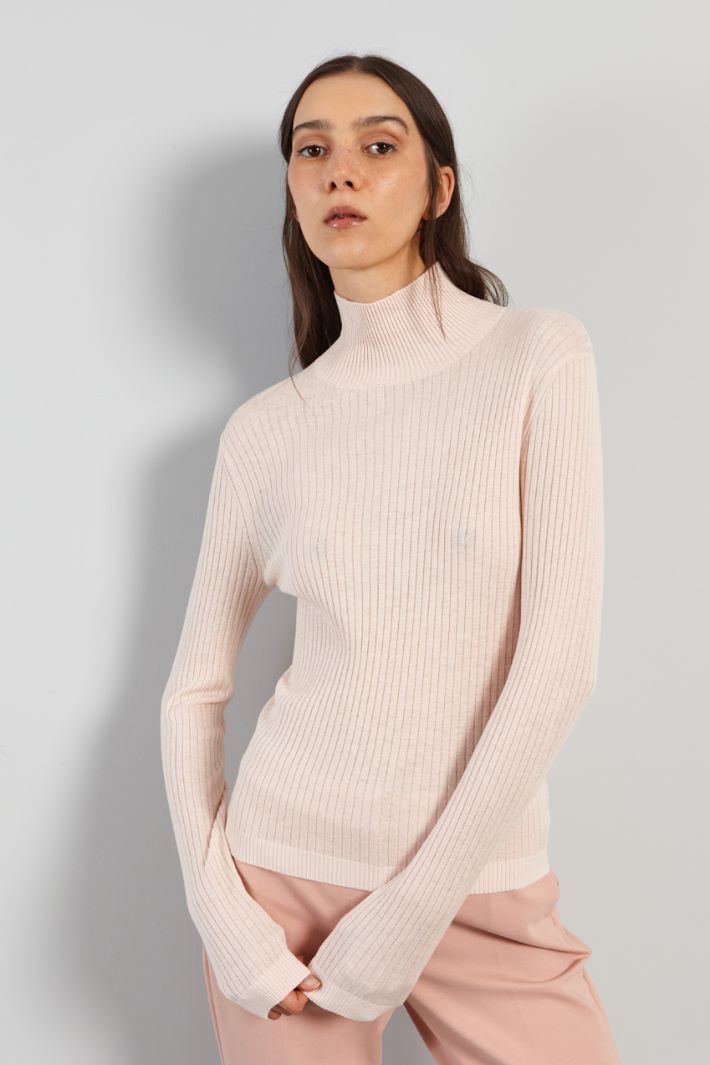 Rib-knit wool and silk sweater Intrend - 3