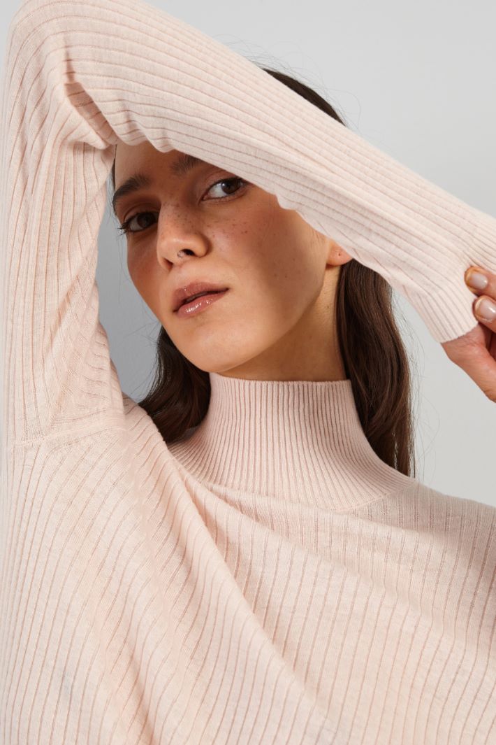 Rib-knit wool and silk sweater Intrend - 4